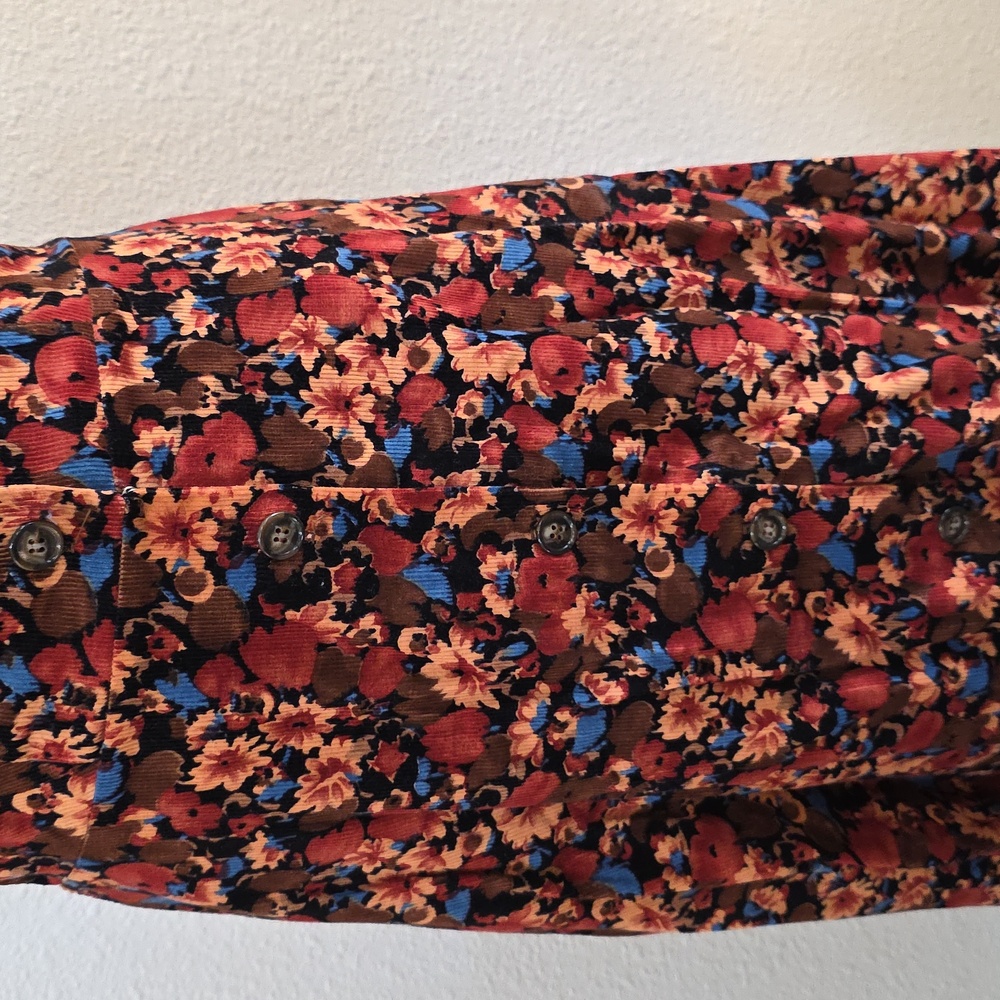 Vintage JCPenney Corduroy  Multicolor Floral Midi Dress Sz 15 - Picture 3 of 12